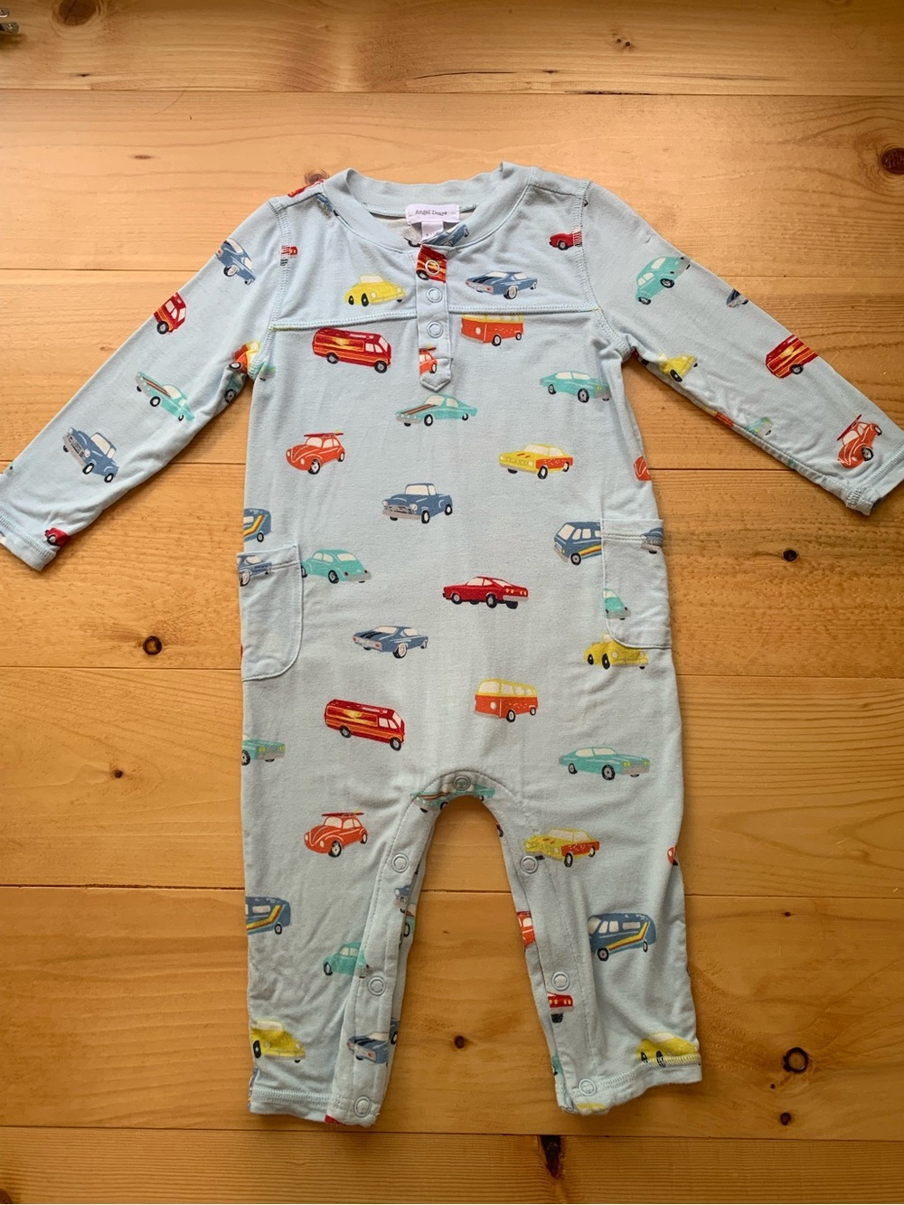 Angel Dear Light Blue Bamboo Romper 6-12M